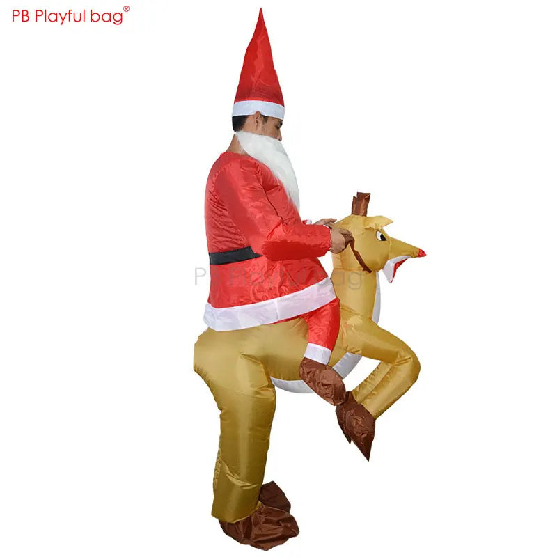 Playful bag Christmas Santa rides deer inflatable clothes Christmas party cosplay dressing Fancy toys suit for adult AA15