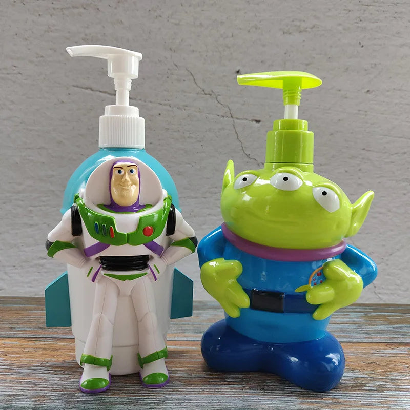 Disney Toy Story Spiderman 320ml Shampoo Bottle  Movie Woody Buzz Lightyear Alien Model Toy Box lotion hand soap bottled