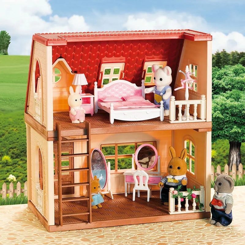 Simulation Kitchen Forest Family Small House Double Three- Story Villa Reindeer  Animal Model Girl Dollhouse Furniture Toy Gifts