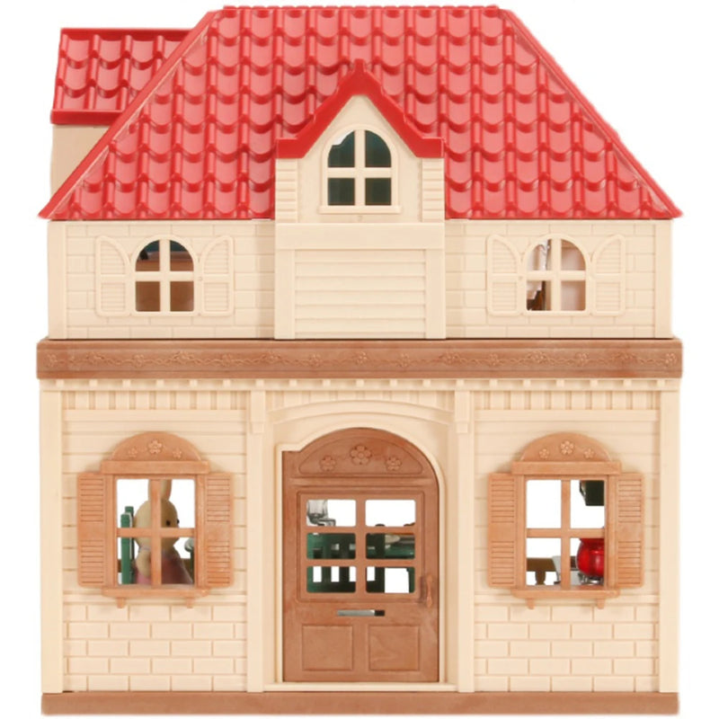 Simulation Kitchen Forest Family Small House Double Three- Story Villa Reindeer  Animal Model Girl Dollhouse Furniture Toy Gifts