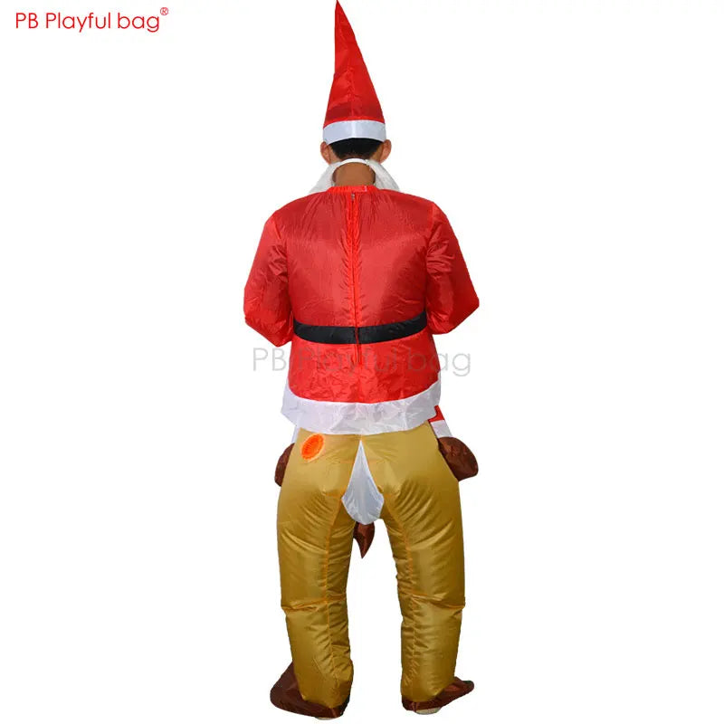 Playful bag Christmas Santa rides deer inflatable clothes Christmas party cosplay dressing Fancy toys suit for adult AA15