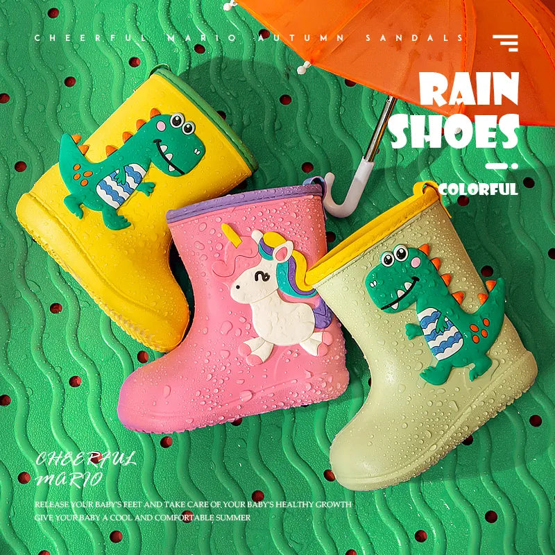 Children Rain Boots Baby Boys Girl EVA Non-slip Outdoor Cartoon Dinosaur Rain boots for Kids Waterproof Shoes Water boots girl