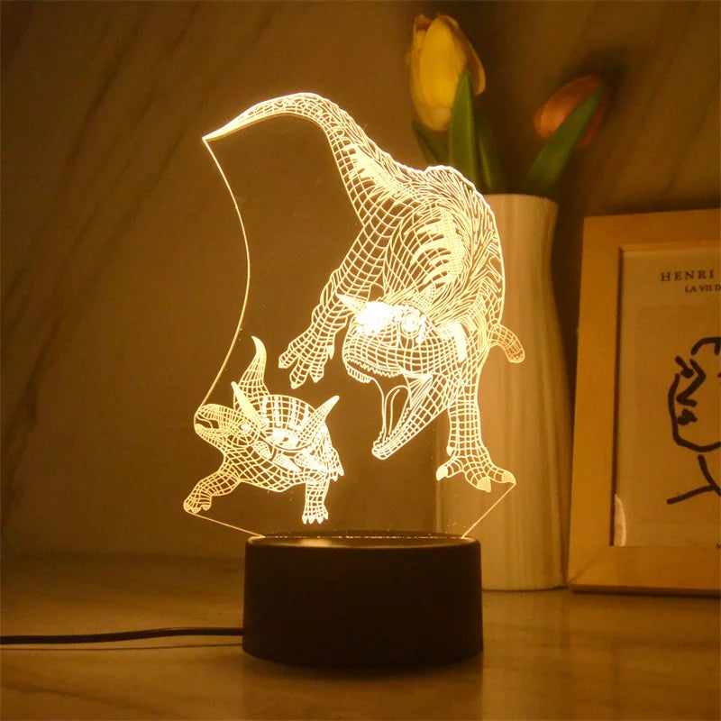 New 3D Lamp Dinosaur Night Light Kids LED Dino Lamp Lovely USB Acrylic Glasses Table Nightlight for Children Lamp Bedroom Decor