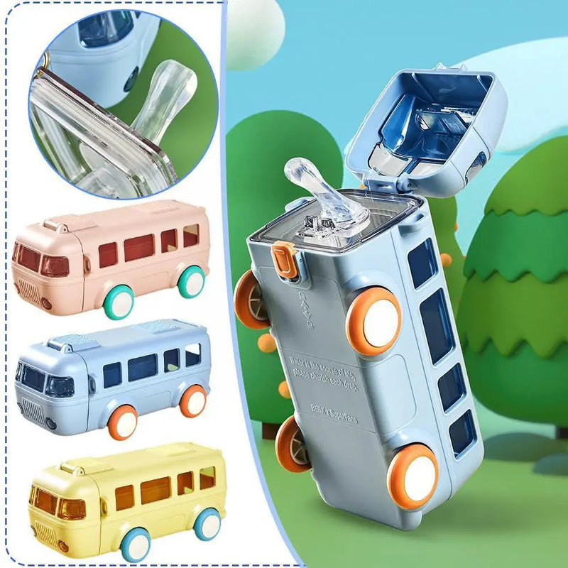 Children's Car Straw Water Cup Summer Cute Bus Cup Baby Cup Straw Bottle Car Kids Up Water Cup Cartoon Water Bottle