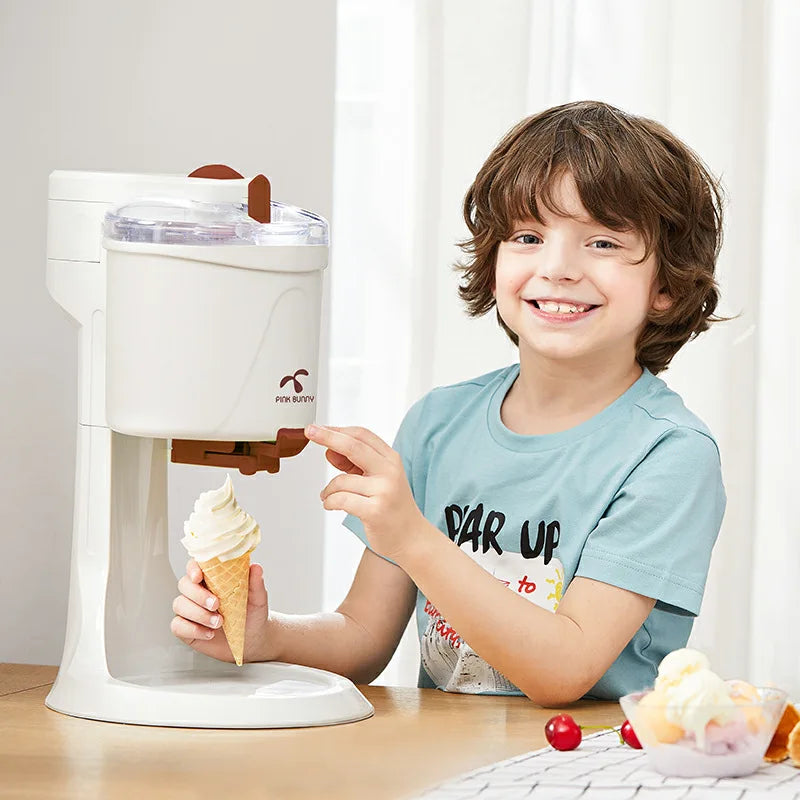 DIY Household Ice Cream Maker Home Children Fruit Cone Automatic Homemade Small Soft Ice Cream Machine