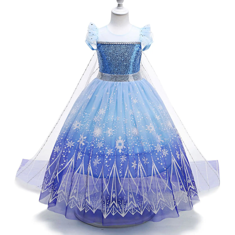 Uporpor Frozen Princess Elsa LED Light Up Dress for Girls Kids Cosplay Party Clothes Snow Queen Carnival Christmas Prom Gown