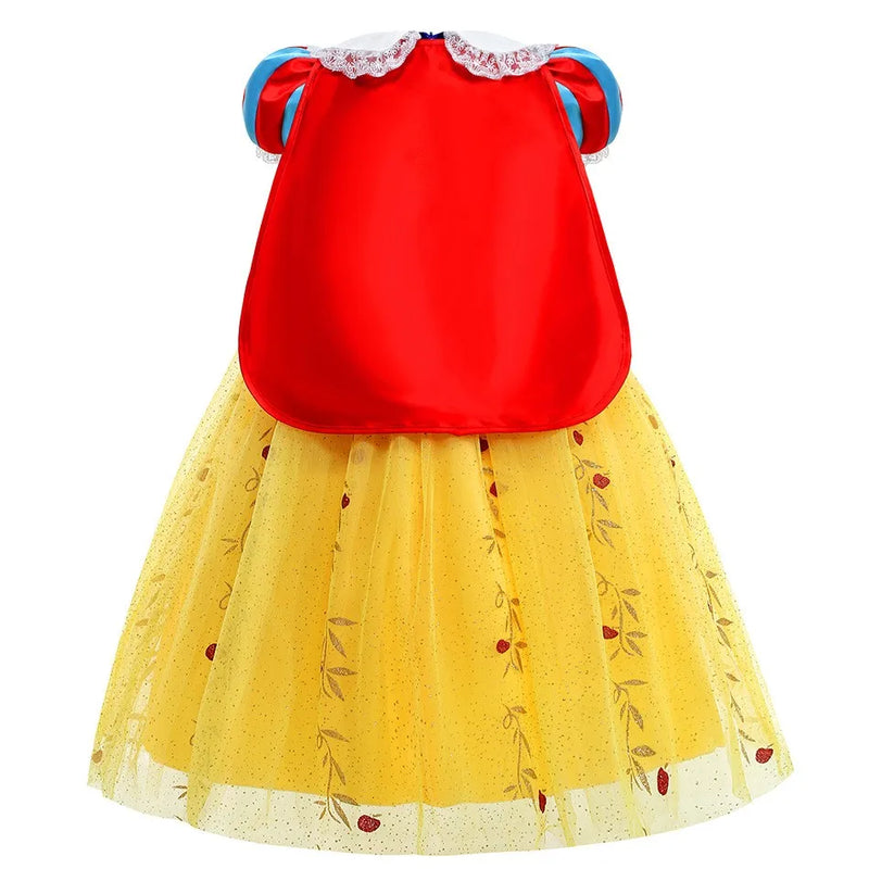 Halloween Costume for Kids Summer Puff Sleeve Princess Skirt Girls Snow White Cape Dress Girl Party Disfraz Para Mujier