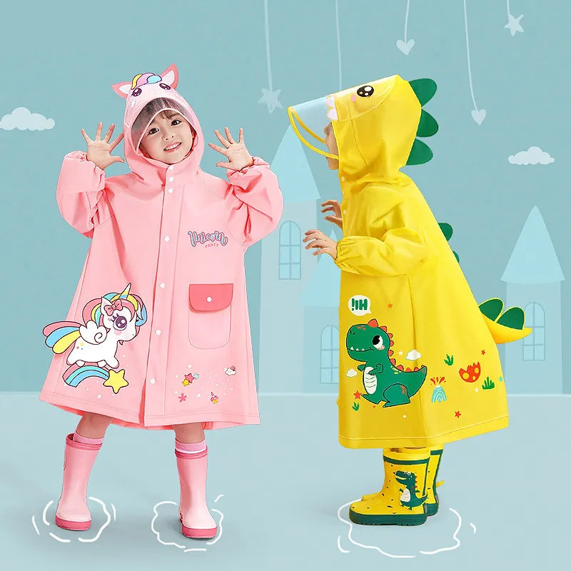 EVA Children's Raincoat Girls' Boys' Kindergarten Children's Primary School Baby Schoolbag Position Waterproof Raincoat