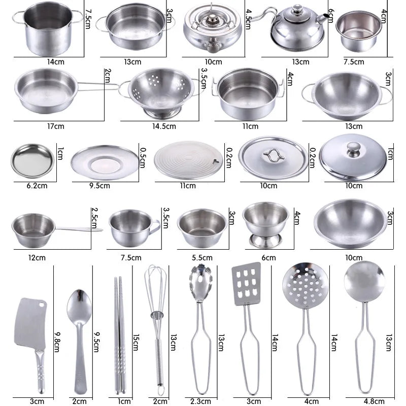 MINI COZINHA DE UTENSÍLIO DE AXO INOX- 25 PEÇAS