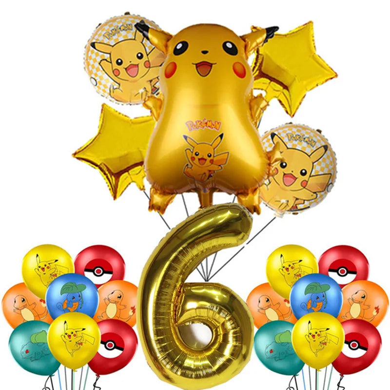 Pokemon Birthday Party Decorations Pikachu Foil Balloons Disposable Tableware Plate Napkin Backdrop For Kids Boy Party Supplies