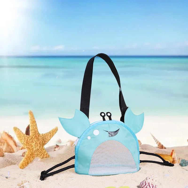 Beach Mesh Bag Cute Crab Shaped Shell Bags for Holding Beach Shell ,Toys Collecting Storage Bags for Kids Sand Tools Organizer