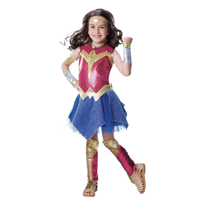 Costume de luxe pour enfants, robe de paupières fantaisie, cosplay d'Halloween, Wonder Woman Girl, Smile Hero, Foster of Justice