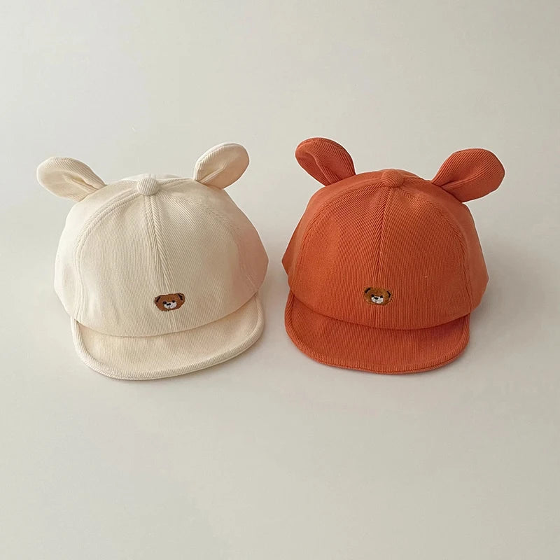 Cartoon Bear Ear Baby Baseball Cap Summer Cotton Peaked Hat for Infant Boy Girl Cute Embroidered Adjustable Kid Sun Hats 아기모자