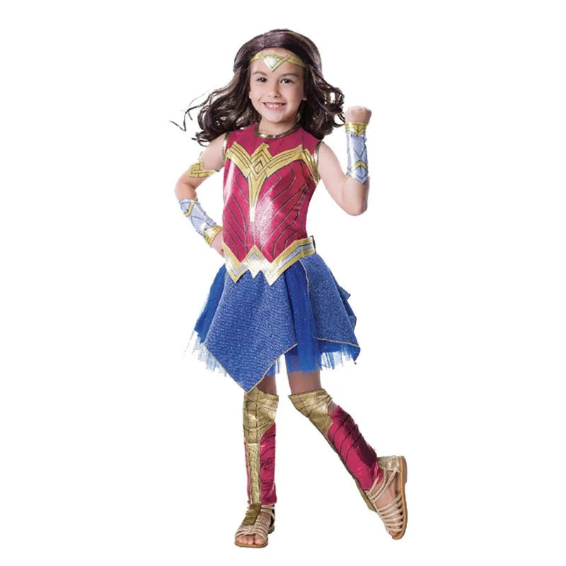 Costume de luxe pour enfants, robe de paupières fantaisie, cosplay d'Halloween, Wonder Woman Girl, Smile Hero, Foster of Justice