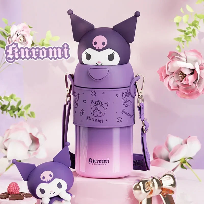 560ml Sanrio Kuromi Hello Kitty Stuff Kids Thermos Cup Insulated Vacuum Flask Kawaii Large Capacity Stainless Steel Water Bottle