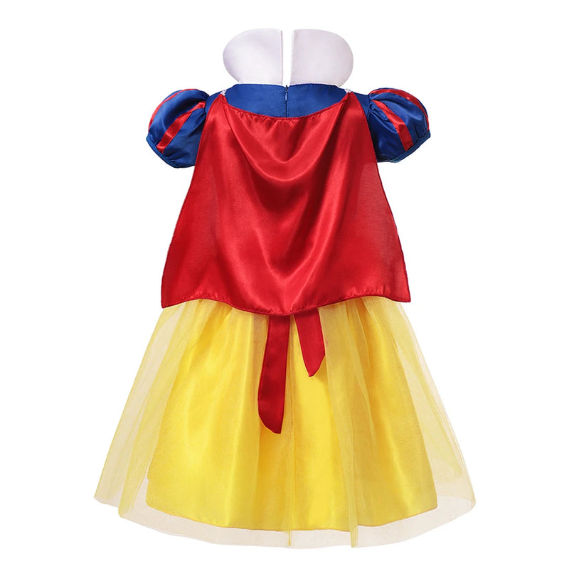 Girl Princess Dress with Headband Wig Children Cosplay Dress Up Baby Girl Clothes Birthday Party Kids Costume Vestidos for 2-12Y