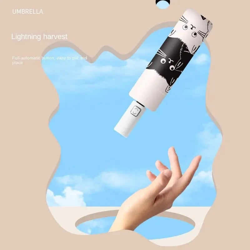 Cat Umbrella Automatic Large Sunscreen Sunshade Umbrella Sunny Rain Dual-Use Umbrella Sun Umbrella UV Folding Umbrella