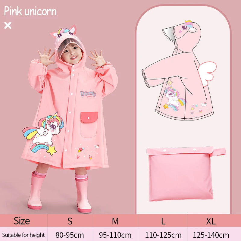 EVA Children's Raincoat Girls' Boys' Kindergarten Children's Primary School Baby Schoolbag Position Waterproof Raincoat