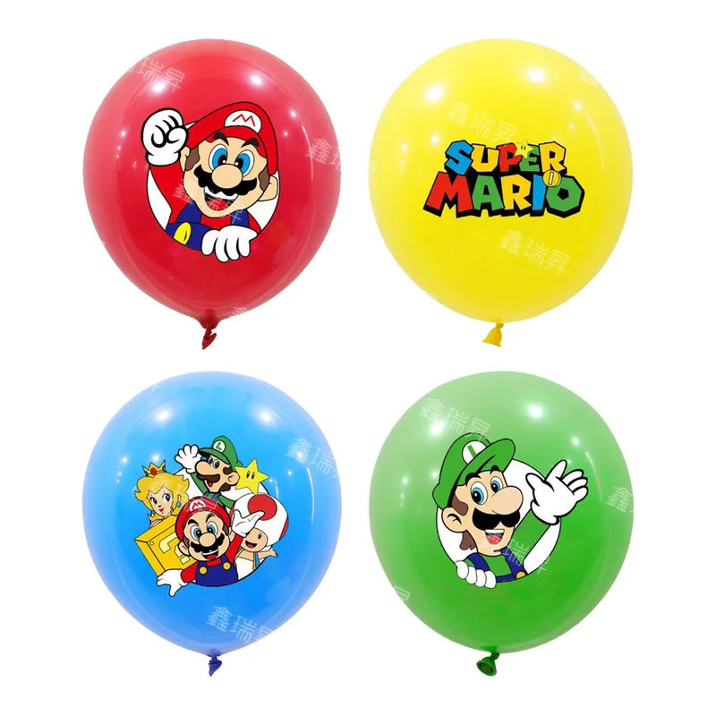 10Pcs Mario Bros Balloon Set Kawaii Anime Figure Balloons Kids Happy Birthday Party Decoration Supply Kids Toys Gifts