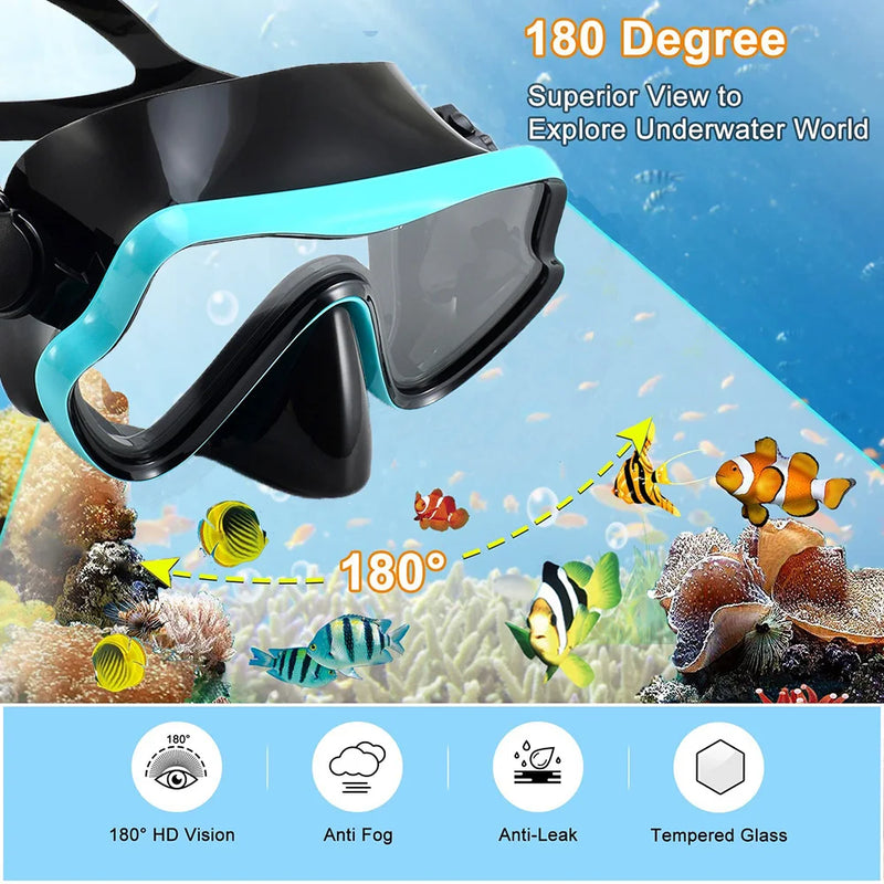 Professional Scuba Diving Masks Snorkeling Set Adult Silicone Skirt Anti-Fog Goggles Glasses Swimming Pool Equipment