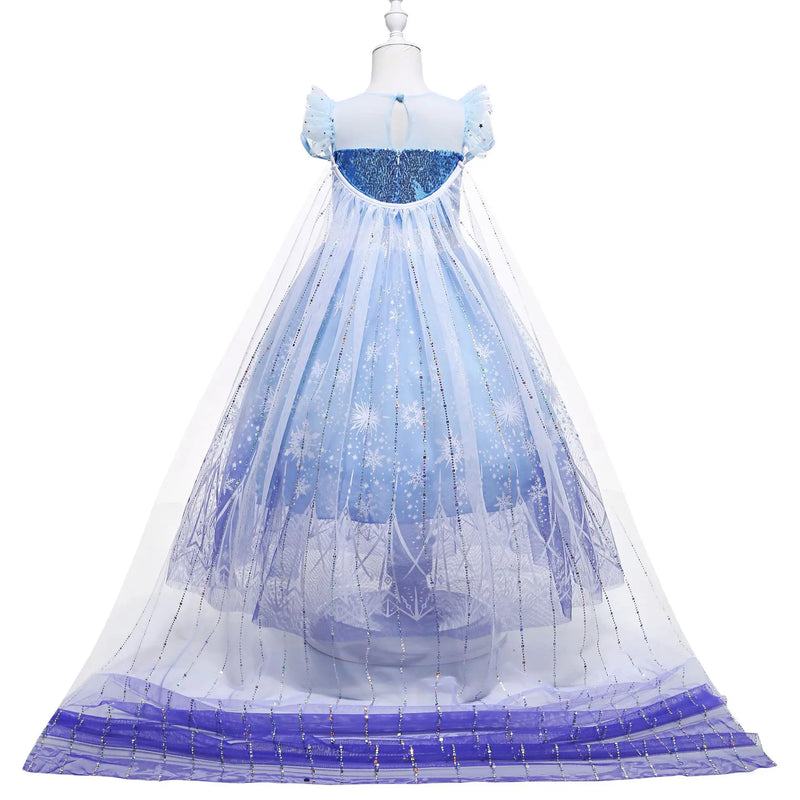 Uporpor Frozen Princess Elsa LED Light Up Dress for Girls Kids Cosplay Party Clothes Snow Queen Carnival Christmas Prom Gown