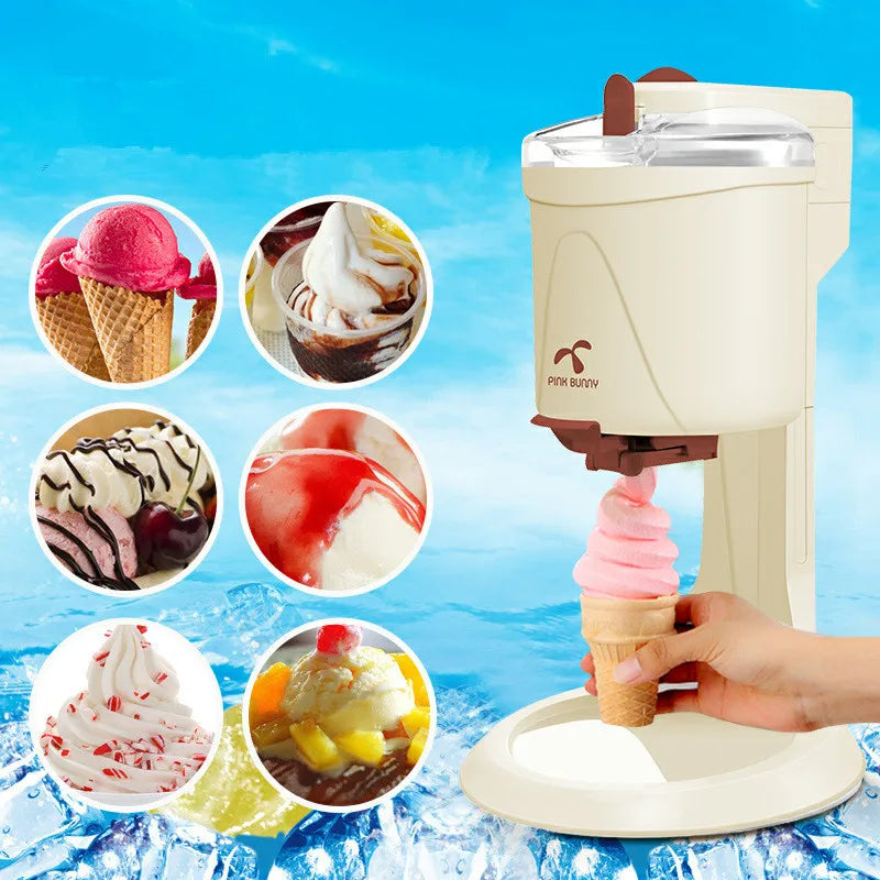 DIY Household Ice Cream Maker Home Children Fruit Cone Automatic Homemade Small Soft Ice Cream Machine