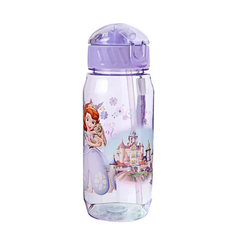 Disney Cartoon Mickey Minnie Captain America Sophia Children's Plastic Water Cup Straw Cup Portable Direct Drinking Water Bottle