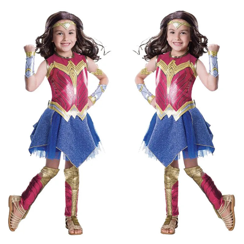 Costume de luxe pour enfants, robe de paupières fantaisie, cosplay d'Halloween, Wonder Woman Girl, Smile Hero, Foster of Justice