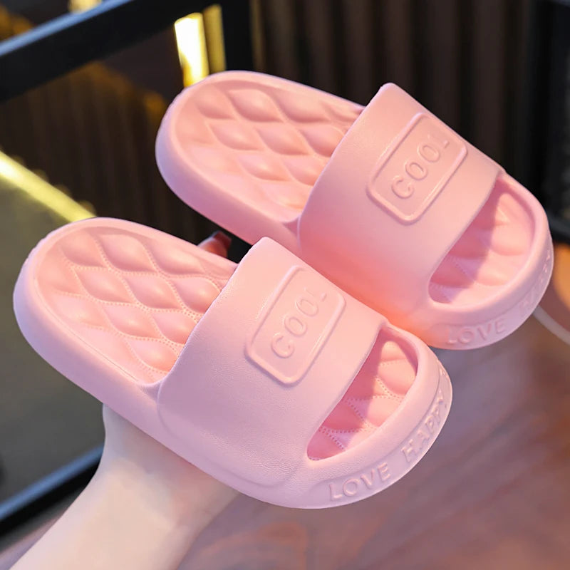 Summer Aged 3-12 Children Slippers Brief Lithe Sandal For Boys Girl Slides Soft Sole Mule Non-slip Flip Flops Home Kids Shoes