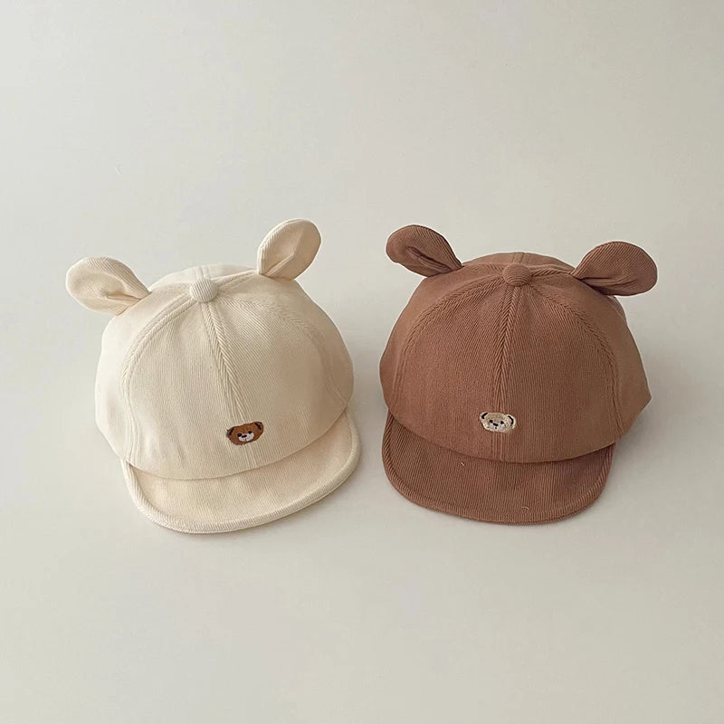 Cartoon Bear Ear Baby Baseball Cap Summer Cotton Peaked Hat for Infant Boy Girl Cute Embroidered Adjustable Kid Sun Hats 아기모자