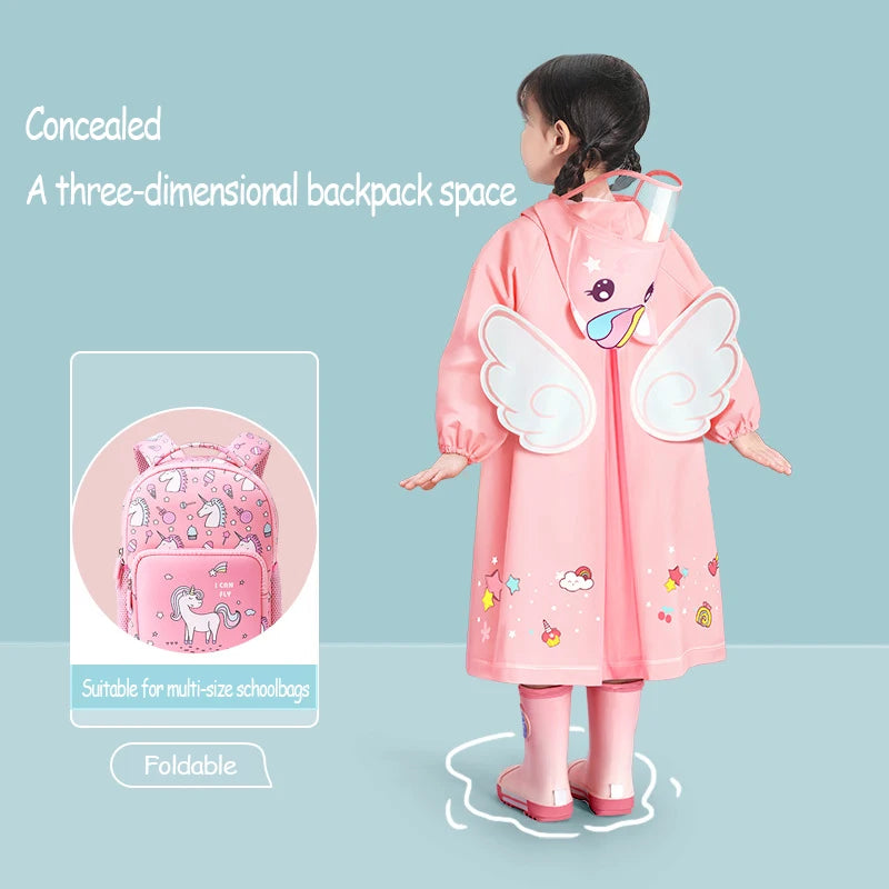 EVA Children's Raincoat Girls' Boys' Kindergarten Children's Primary School Baby Schoolbag Position Waterproof Raincoat