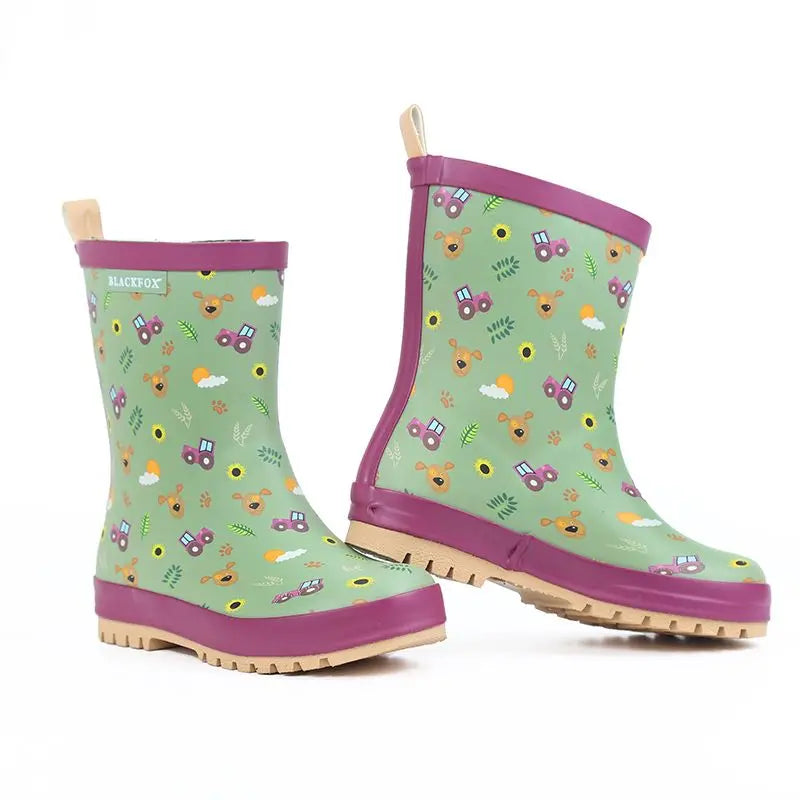 Children's Flat Slip-on Rubber Waterproof Rain Boots For Boys And Girls Kid's Car Print Cute Non-slip Outdoor Shoes H40