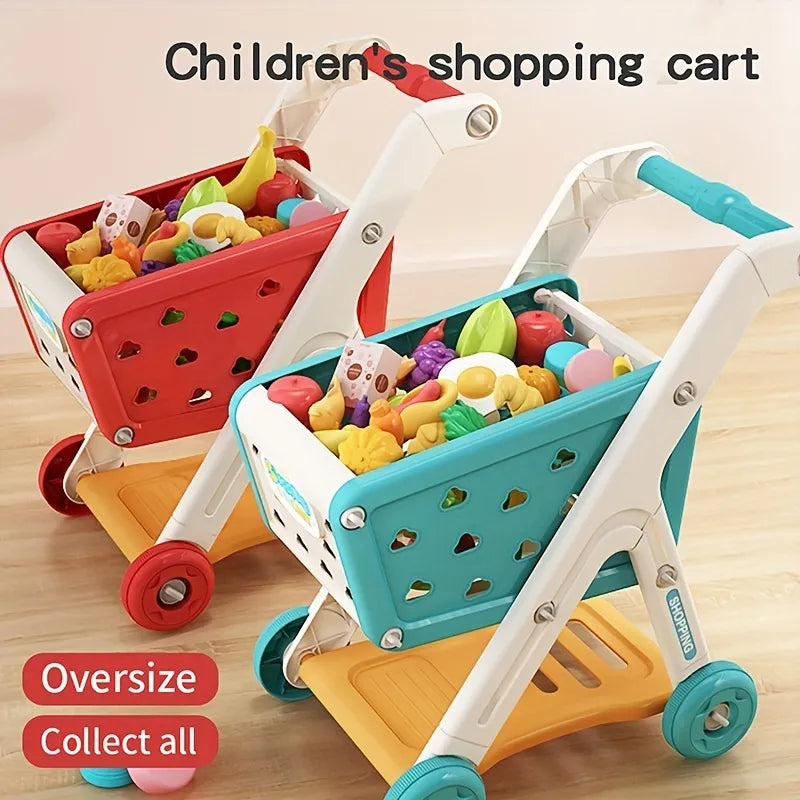 Shopping cart toy baby small trolley children play house fruit cut cut music kitchen supermarket men and girls