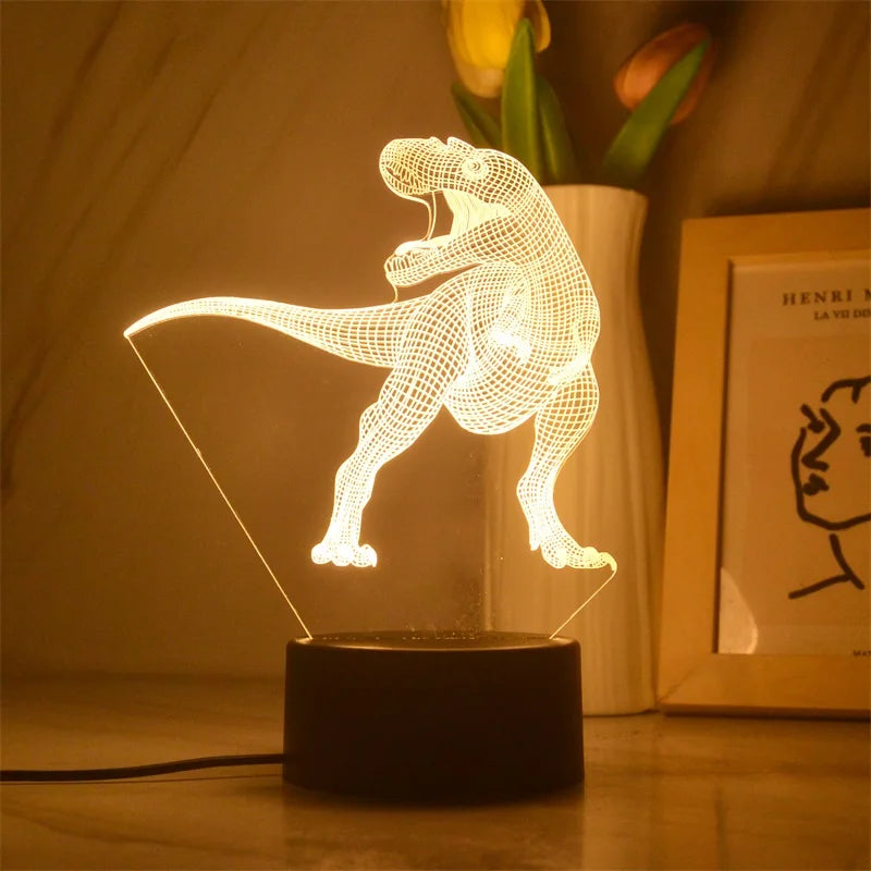 New 3D Lamp Dinosaur Night Light Kids LED Dino Lamp Lovely USB Acrylic Glasses Table Nightlight for Children Lamp Bedroom Decor