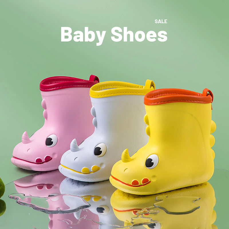 Baby Boys Girls Water Shoes Rain Shoes Children Rainboots Lovely Cartoon Four Seasons Shoes Non-Slip Waterproof Rain Boots Kids