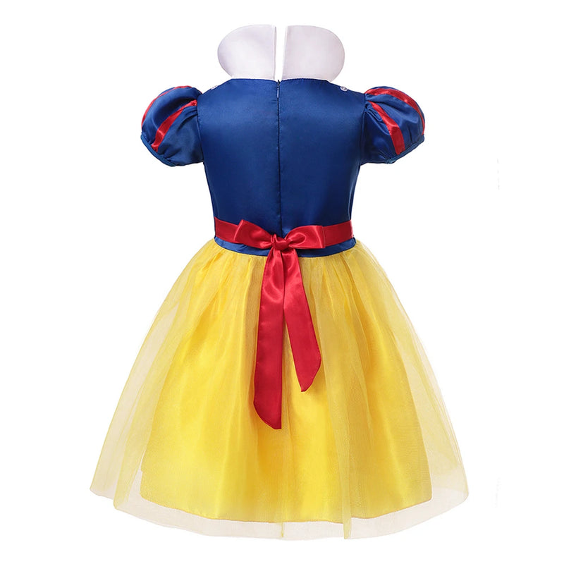 Girl Princess Dress with Headband Wig Children Cosplay Dress Up Baby Girl Clothes Birthday Party Kids Costume Vestidos for 2-12Y