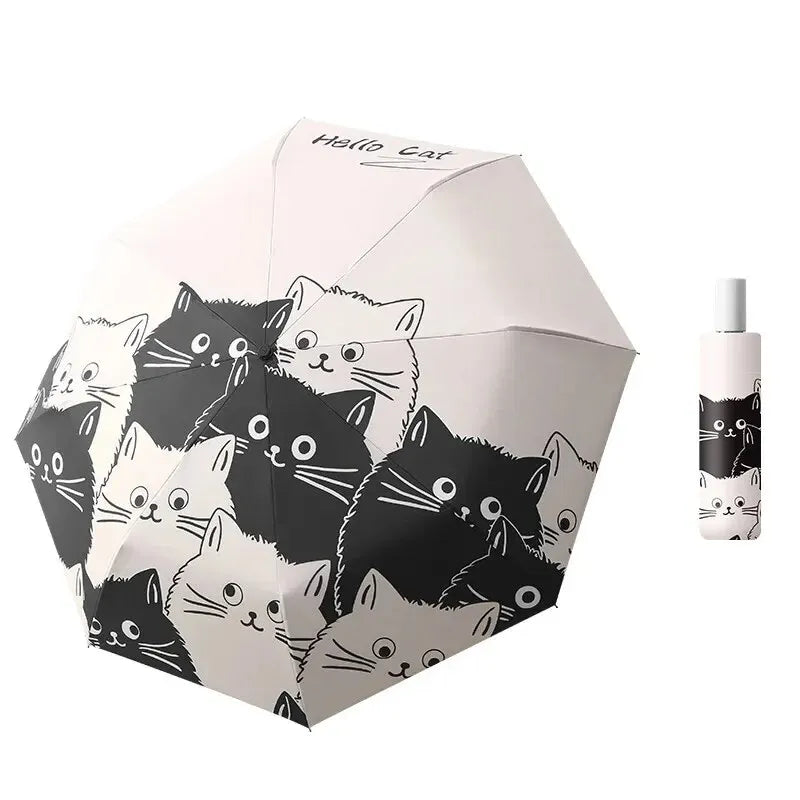 Cat Umbrella Automatic Large Sunscreen Sunshade Umbrella Sunny Rain Dual-Use Umbrella Sun Umbrella UV Folding Umbrella