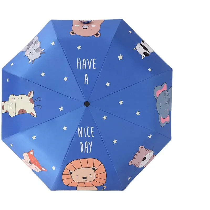 Children's Umbrella for Sun and Rain Foldable Outdoor Sunshade Lovely Cartoon Umbrella for Kids Multi-Design