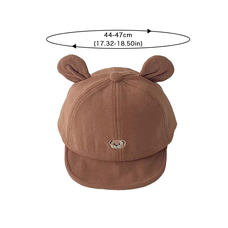 Cartoon Bear Ear Baby Baseball Cap Summer Cotton Peaked Hat for Infant Boy Girl Cute Embroidered Adjustable Kid Sun Hats 아기모자