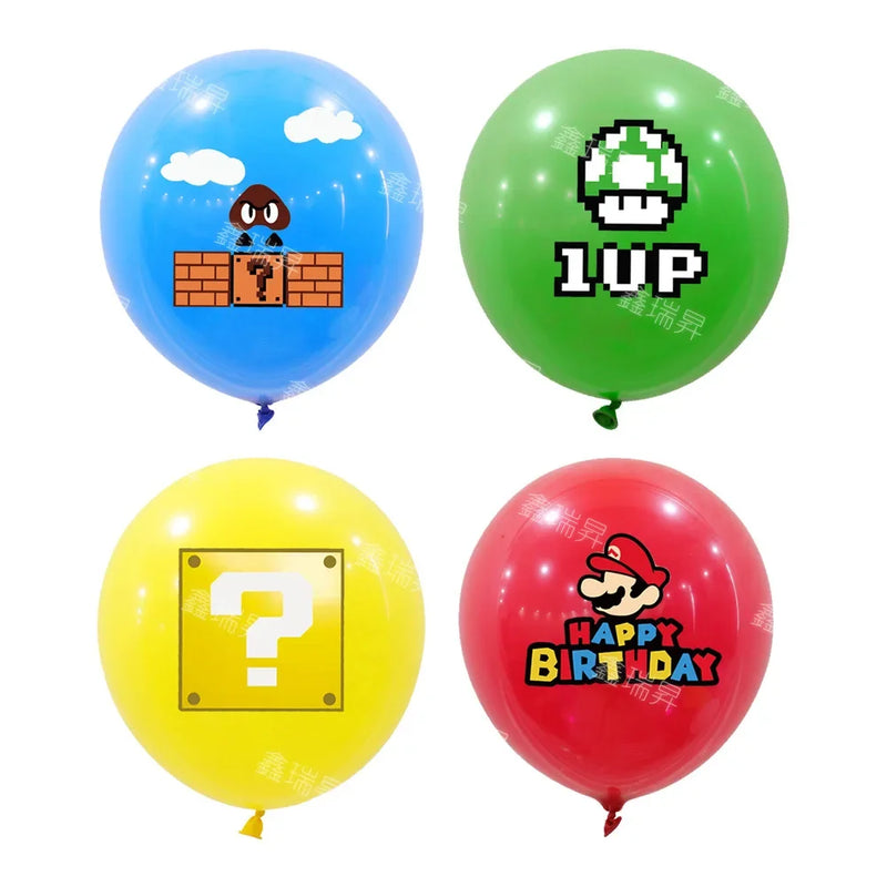 10Pcs Mario Bros Balloon Set Kawaii Anime Figure Balloons Kids Happy Birthday Party Decoration Supply Kids Toys Gifts