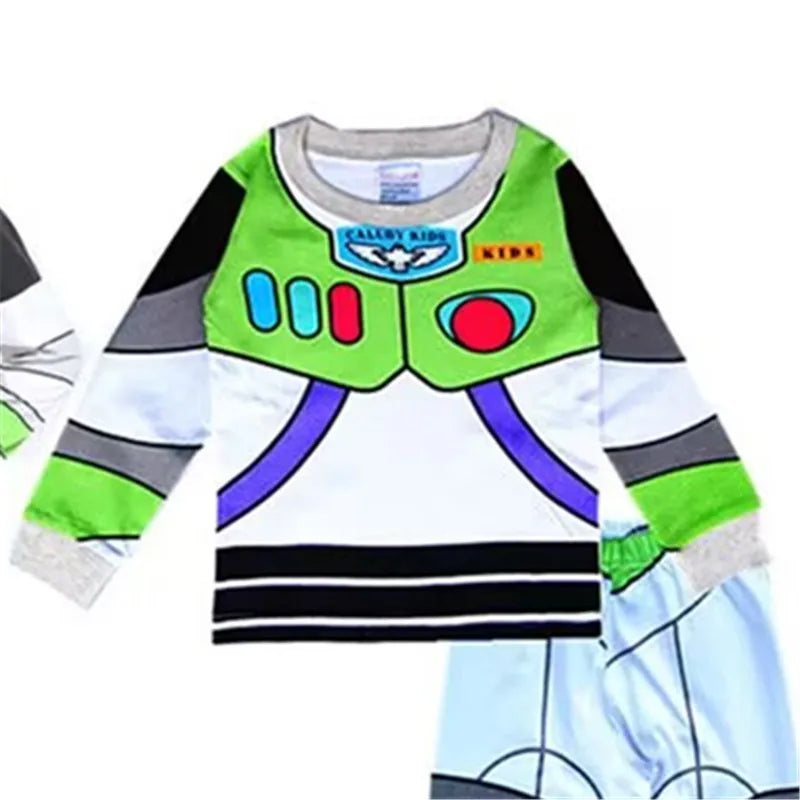 Children Clothes Animation Cartoon Buzz Lightyear Pajamas Suit Loungewear Kids Daily Comfort Boys Spring And Fall Tshirt Sets