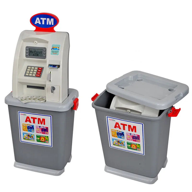 81cm High Quality Children's Bank ATM cash machine deposit machine toy play house toys for kids Birthday Christmas Gift