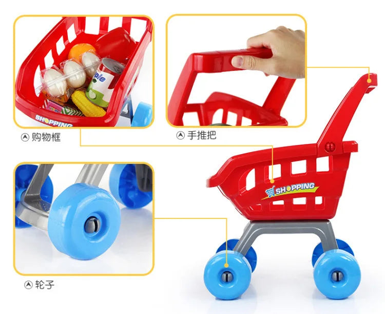 Children's simulation supermarket shopping counter shopping cart suit play house supermarket scanning cashier toys