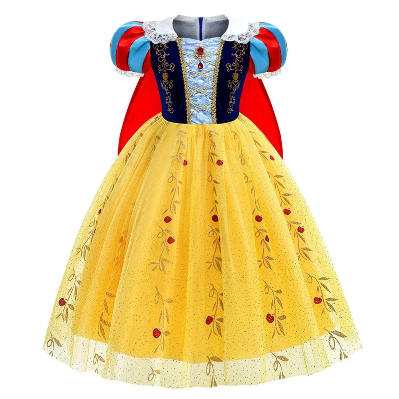 Halloween Costume for Kids Summer Puff Sleeve Princess Skirt Girls Snow White Cape Dress Girl Party Disfraz Para Mujier