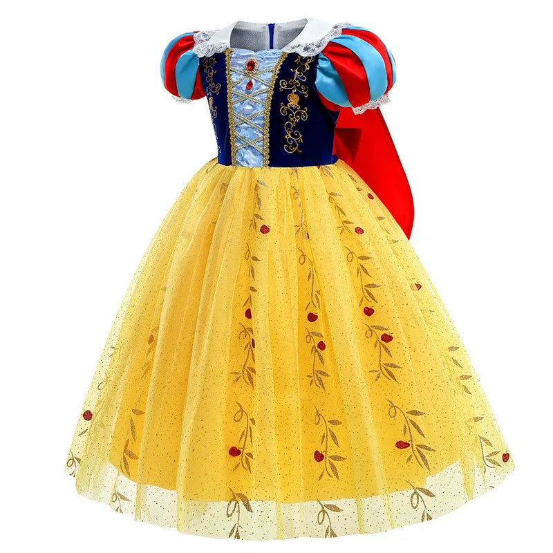 Halloween Costume for Kids Summer Puff Sleeve Princess Skirt Girls Snow White Cape Dress Girl Party Disfraz Para Mujier