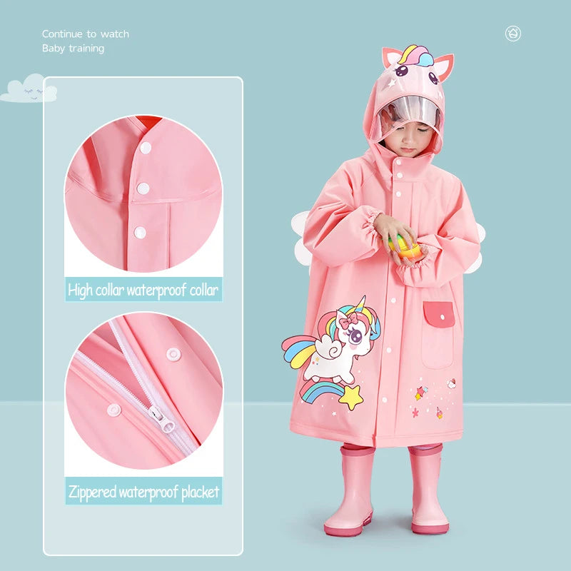 EVA Children's Raincoat Girls' Boys' Kindergarten Children's Primary School Baby Schoolbag Position Waterproof Raincoat