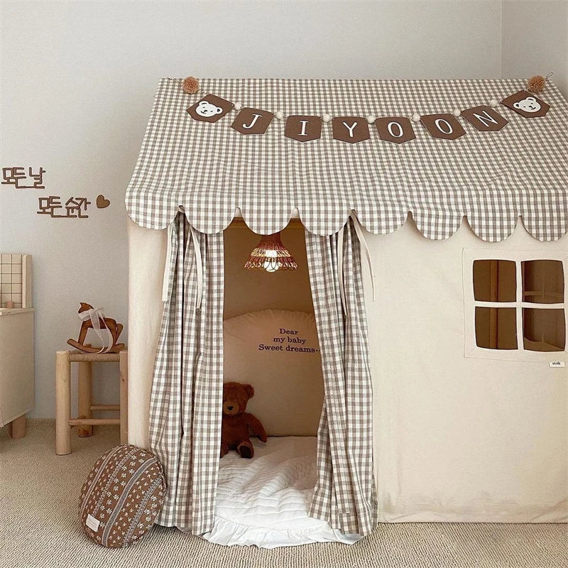 Play House for Children Teepee Tent Indoor Game House Boys' and Girls' Home Dollhouse Little House and Castle A Bed Divider