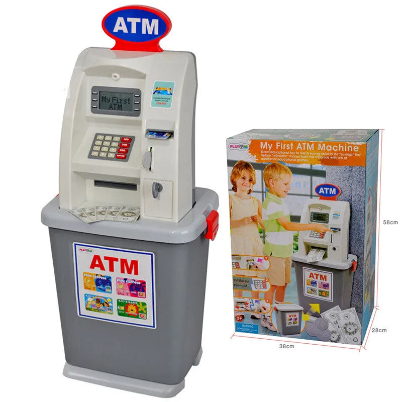 81cm High Quality Children's Bank ATM cash machine deposit machine toy play house toys for kids Birthday Christmas Gift